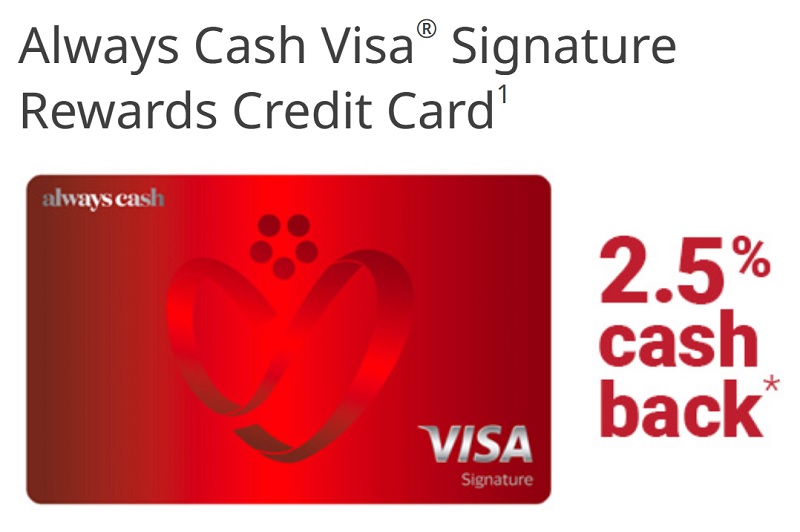 Hawaii State Federal Credit Union Always Cash Visa Signature Rewards Credit Card 2.5% Cash Back on Purchases
