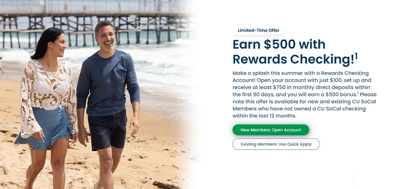 Credit Union of Southern California Checking Bonus