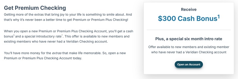 Veridian Credit Union Checking Bonus