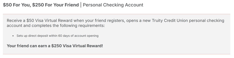 Truity Credit Union Checking Referral Bonus