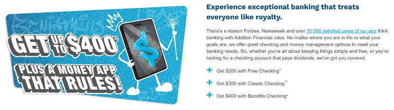 Addition Financial Checking Bonus