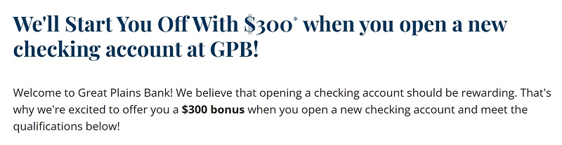 Great Plains Bank Checking Bonus