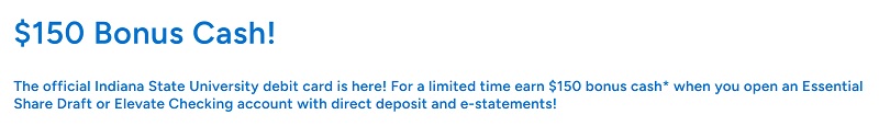 Indiana State University Federal Credit Union Checking Bonus
