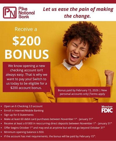 Pike National Bank Checking Bonus