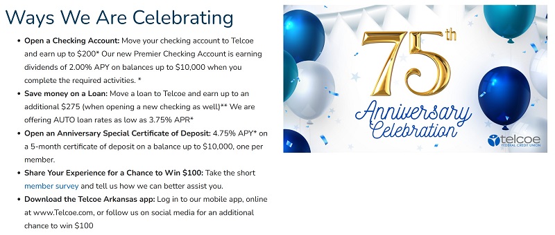 Telcoe Federal Credit Union Checking Bonus