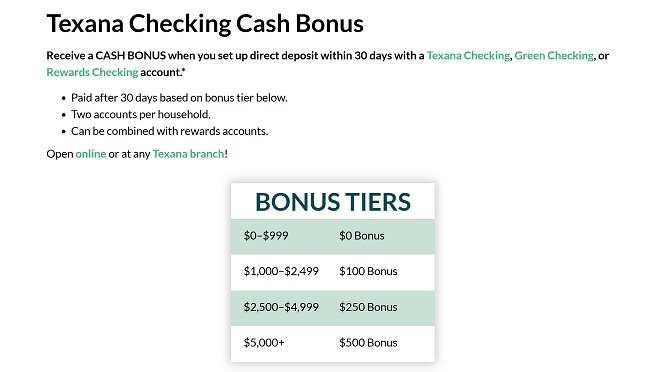 Texana Bank Checking Bonus