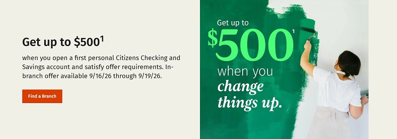 Citizens Bank Checking Savings Bonus